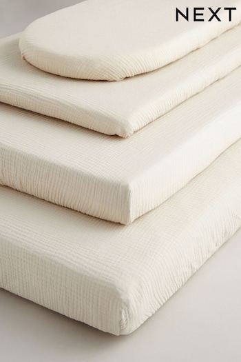Natural Muslin 100% Cotton Baby Fitted Sheets 2 Pack (Q99575) | £14 - £25