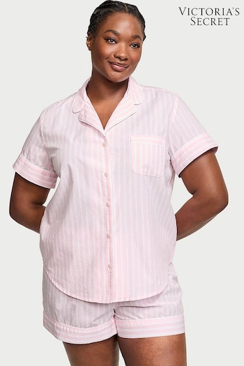 Victoria's Secret Pretty Blossom Pink Stripe Cotton Short Pyjamas (Q99610) | £55