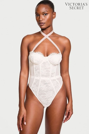 Victoria's Secret Coconut White Halter Shine Bodysuit (Q99643) | £85