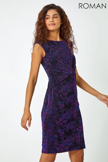 Roman Purple Floral Jacquard Sparkle Dress (Q99645) | £50