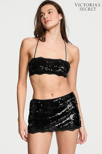 Victoria's Secret Black Sequin Bralette and Skirt Set (Q99660) | £95