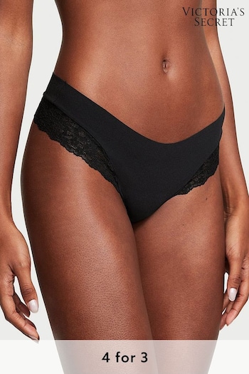 Victoria's Secret Black Posey Lace Thong Knickers (Q99665) | £9