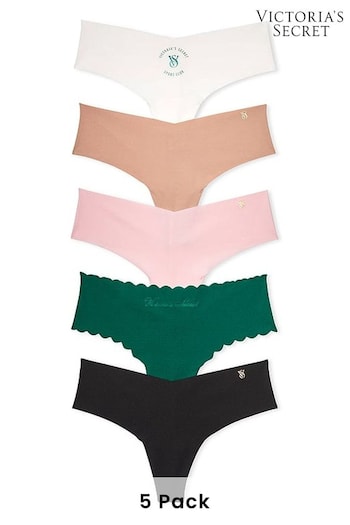 Victoria's Secret White/Nude/Pink/Green/Black Thong Knickers Multipack (Q99720) | £27