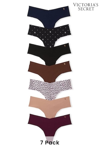 Victoria's Secret Blue/Black/Nude/Red Thong No Show Knickers Multipack (Q99724) | £35