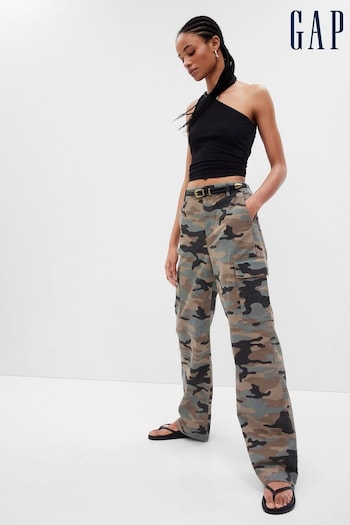 Gap Neutral/Black Loose Chinos Camouflage Cargo Trousers Flames (Q99754) | £60