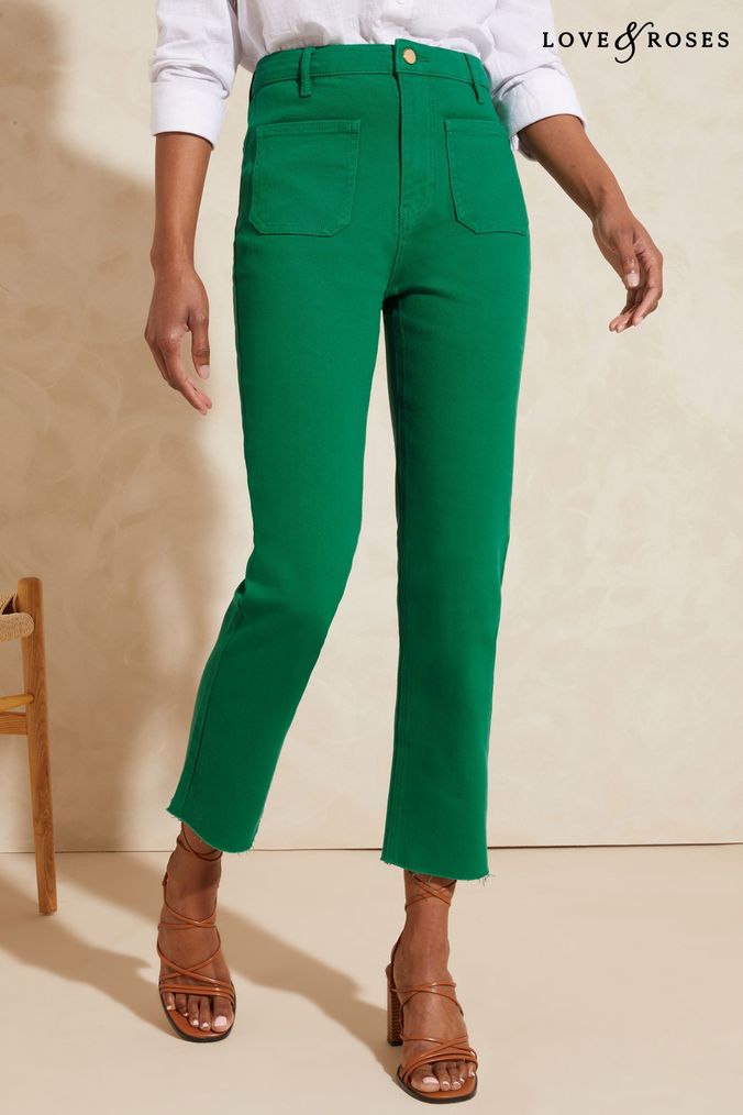 Buy Women s Green Cropped Jeans Online Next UK