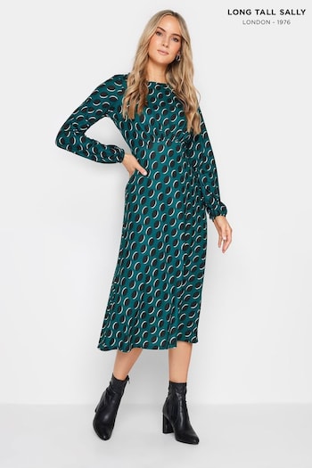 Long Tall Sally Dark Green Spot Print Midi Dress (Q99942) | £34