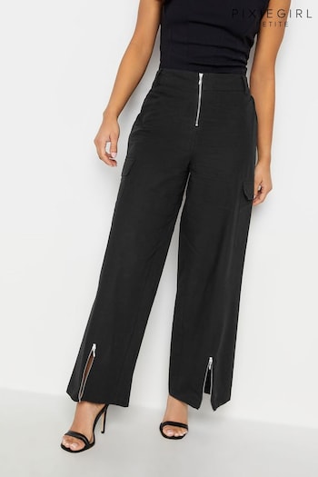 PixieGirl Petite Black Zip Cargo Trousers (Q99965) | £34
