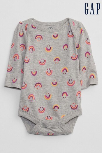 Gap Grey Print Long Sleeve Baby Bodysuit (R03282) | £6
