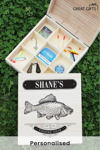 Personalised Fishing Gear Wooden Box by Great Gifts (R03389) | £20