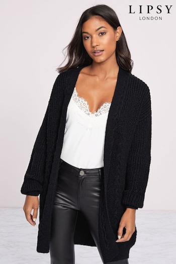 Lipsy Black Mixed Cable Knit Cardigan (R03826) | £42