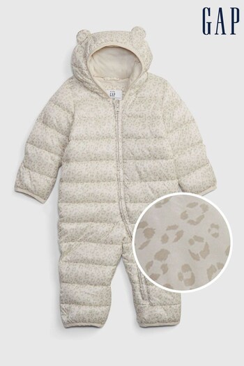 Gap Cream Leopard Print Water Resistant Puffer Snowsuit (R04813) | £45