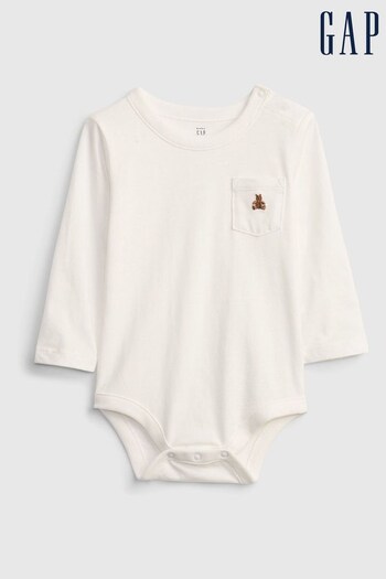 Gap White Long Sleeve Baby Bodysuit (R04818) | £5