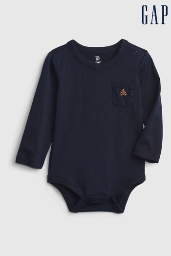 Gap Navy Blue Long Sleeve Baby Bodysuit (R04830) | £5