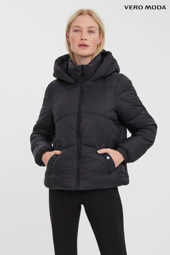 VERO MODA Black Short Padded Hooded Jacket (R05636) | £42