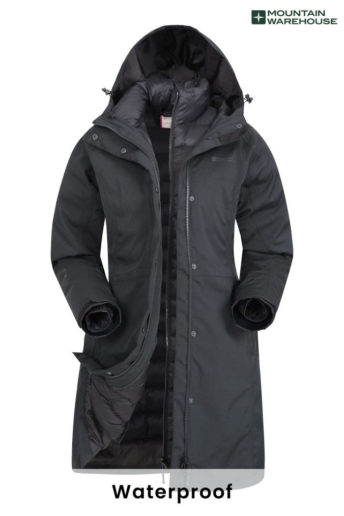 Mountain Warehouse Black Alaskan Womens 3 In 1 Long Jacket (R05951) | £175