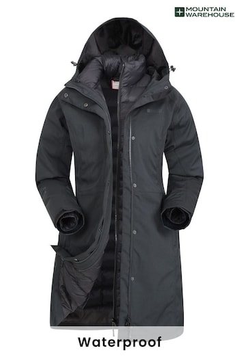 Mountain Warehouse Black Alaskan hoodies 3 In 1 Long Coat (R05951) | £175