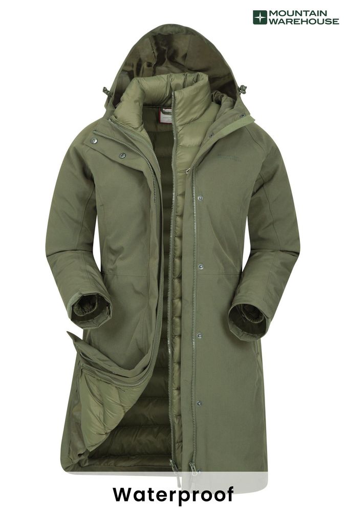 Mountain Warehouse Khaki Alaskan Womens 3 In 1 Long Jacket (R05961) | £175