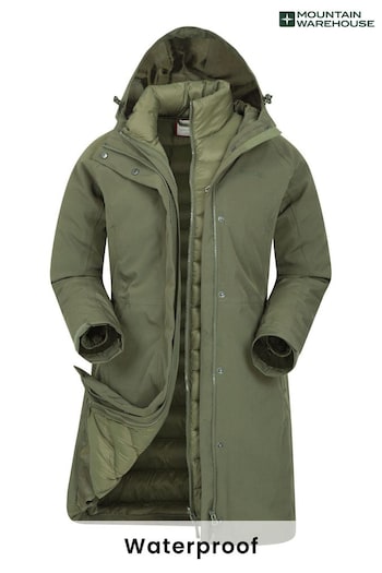 Mountain Warehouse Khaki Green Alaskan chukkas 3 In 1 Long Coat (R05961) | £175
