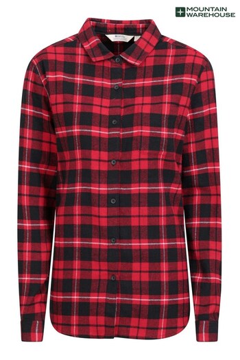 Mountain Warehouse Red Check Balsam Womens Brushed Long Line Flannel Shirt (R06029) | £29