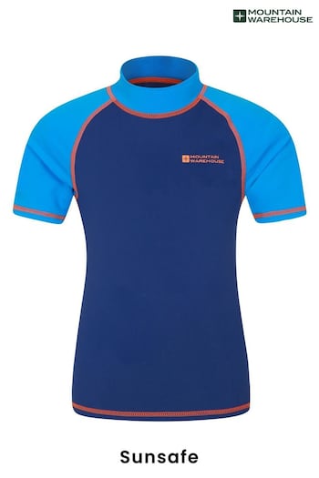 Mountain Warehouse Blue & Orange Short Sleeved Kids Rash Vest (R06281) | £21