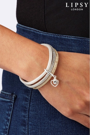 Lipsy Jewellery Clear Crystal 3 Pack Of Mesh Stretch Bracelets (R07432) | £20