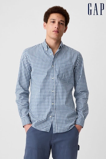Gap Blue and White Gingham Stretch Button-Up Slim Fit Shirt (R07949) | £35