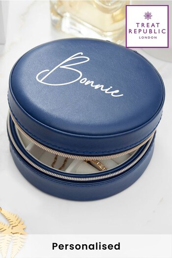 Personalised Blue Round Jewellery Case by Treat Republic (R09122) | £29