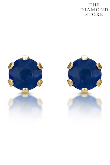 The Diamond Store Sapphire Studded Earrings in 9K Yellow Gold 3 x 3mm (R10604) | £125