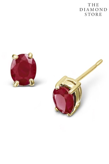The Diamond Store Ruby Sapphire 5mm x 4mm 9K White Gold Earrings (R10610) | £219