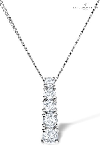 The Diamond Store White 0.33ct 5 Stone Drop Lab Diamond and 9K White Gold Pendant (R10622) | £349