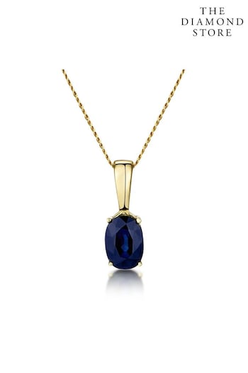 The Diamond Store Yellow Gold 9K Sapphire Pendant Necklace 7 x 5 mm (R10624) | £175