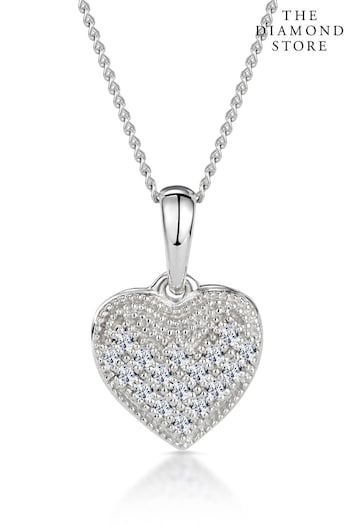 The Diamond Store White 0.09ct Heart Pendant Necklace in 9K White Gold (R10638) | £195