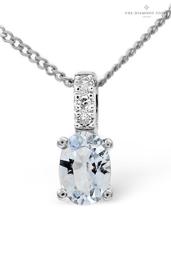 The Diamond Store Blue 0.34CT And Diamond Pendant Necklace in 9K White Gold (R10639) | £109