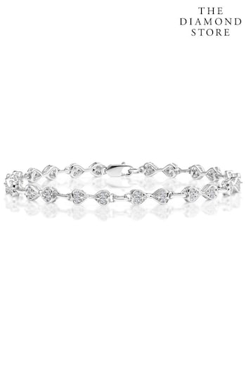 The Diamond Store White 0.25ct Heart Bracelet Set In Silver (R10647) | £245