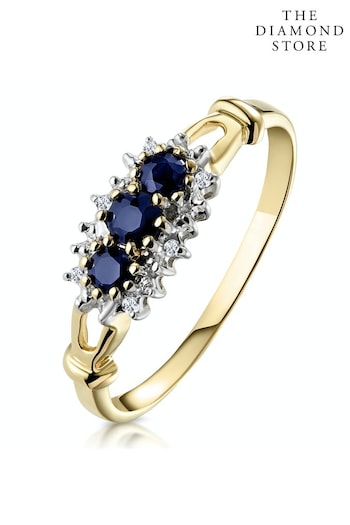 The Diamond Store Blue Sapphire 0.34ct And Diamond Ring in 9K Yellow Gold (R10657) | £215