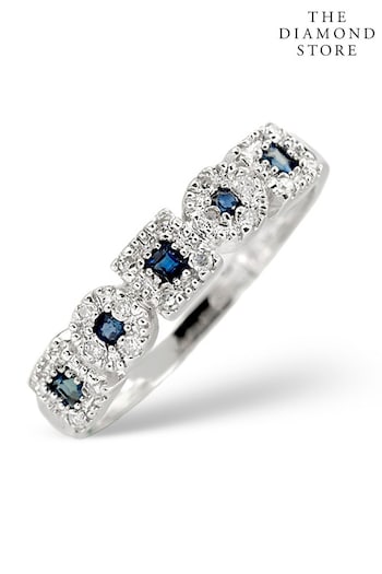 The Diamond Store Sapphire 0.18ct And Diamond Ring in 9K White Gold (R10658) | £329