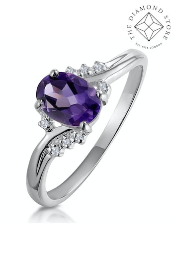 The Diamond Store Amethyst 0.68ct And Diamond Ring in 9K White Gold (R10664) | £229