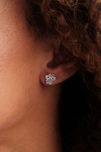 Simply Silver Sterling Silver Paw Print Earring (R13606) | £18
