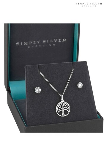 Simply Silver Sterling Silver Tree Of Love Set (R13615) | £32