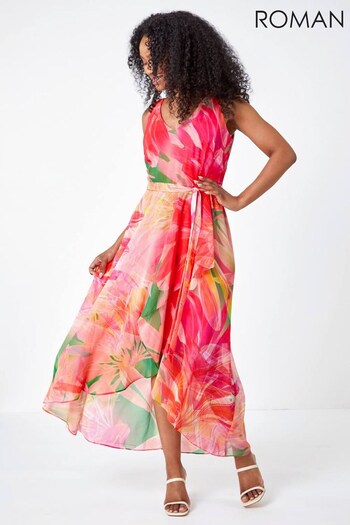 Roman Pink Multi Petite Sleeveless Floral Print Maxi Dress (R14044) | £58