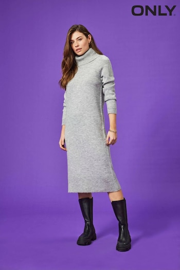 ONLY Curve Grey Maxi Roll Neck Knitted Dress (R19916) | £34