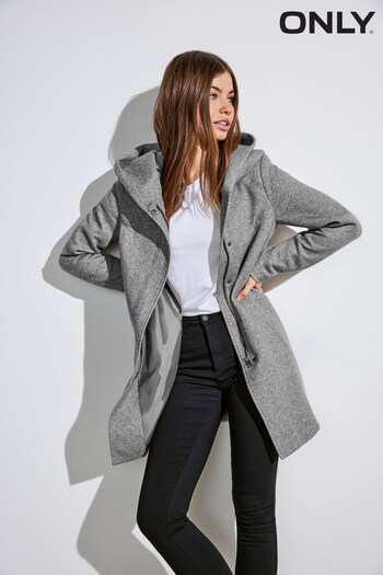 ONLY Grey Hooded Smart Coat (R19926) | £45