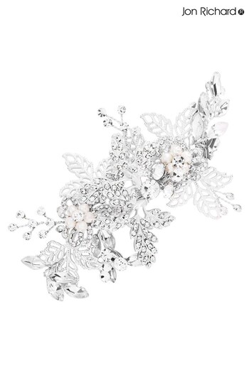 Jon Richard Silver Plated Suzie Open Leaf And Crystal Clip - Gift Pouch (R22669) | £40
