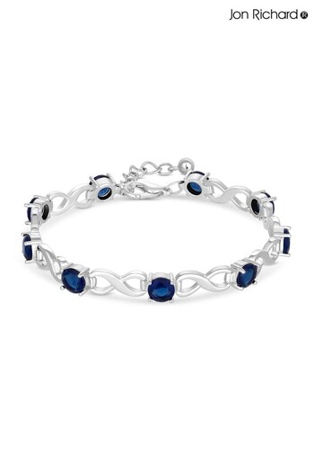 Jon Richard Silver Plated Crystal Infinity Blue Stone Station Bracelet (R22686) | £30