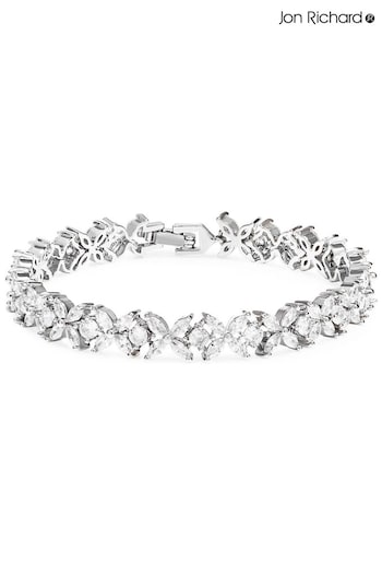 Jon Richard Silver Plated Crystal Floral Tennis Bracelet (R22702) | £35