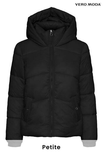 VERO MODA Black Petite Padded Hooded Jacket (R22780) | £40
