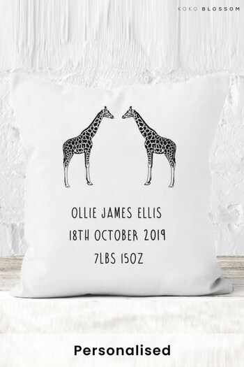 Personalised Giraffes Baby Cushion By Koko Blossom (R22981) | £28