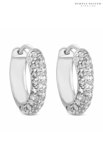 Simply Silver Sterling Silver 925 Cubic Zirconia Pave Hoop Earring (R23659) | £26