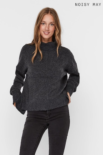 NOISY MAY Grey Cosy High Neck Soft Jumper With A Touch Of Wool (R23689) | £34